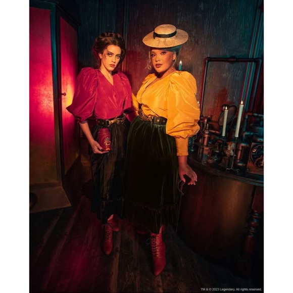 Crimson Peak Taffeta Edwardian Blouse - Crimson Red - Picture 5 of 5